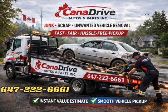 CanaDrive tow truck picking up an unwanted vehicle